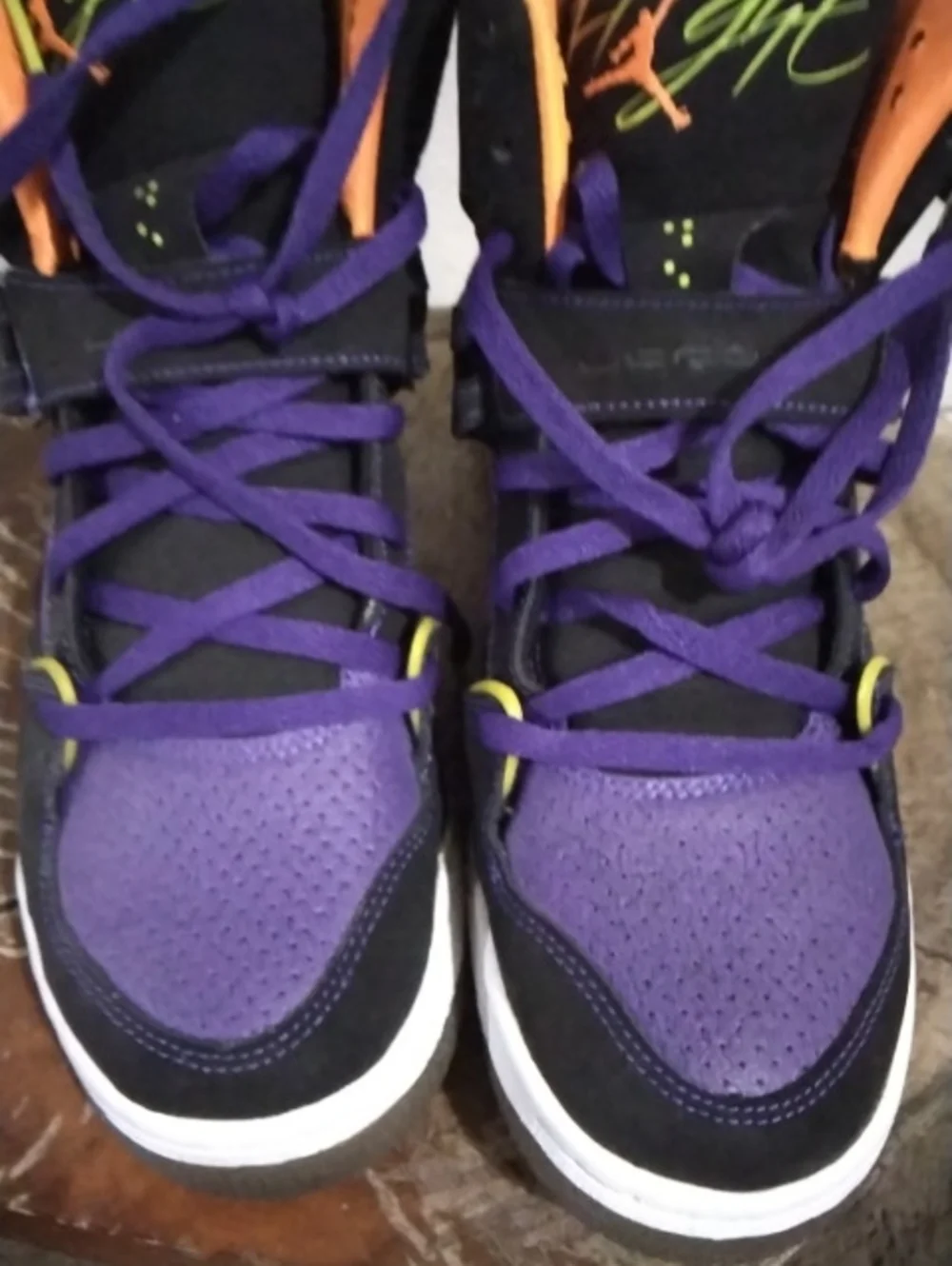 Jordan Flight 45 High Premium GS in Purple, Black and Orange Sz 7Y